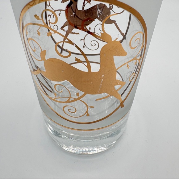 Vintage Culver Gold Reindeer Frosted Highball Glasses Set of 4 - Picture 9 of 14